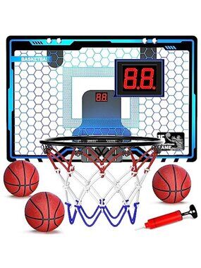Indoor Mini Basketball Hoop for Kids, Basketball Hoops Over The Door with LED